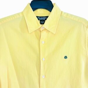Brooks Brothers Men's Large Country Club Yellow Short Sleeve Button Up Shirt